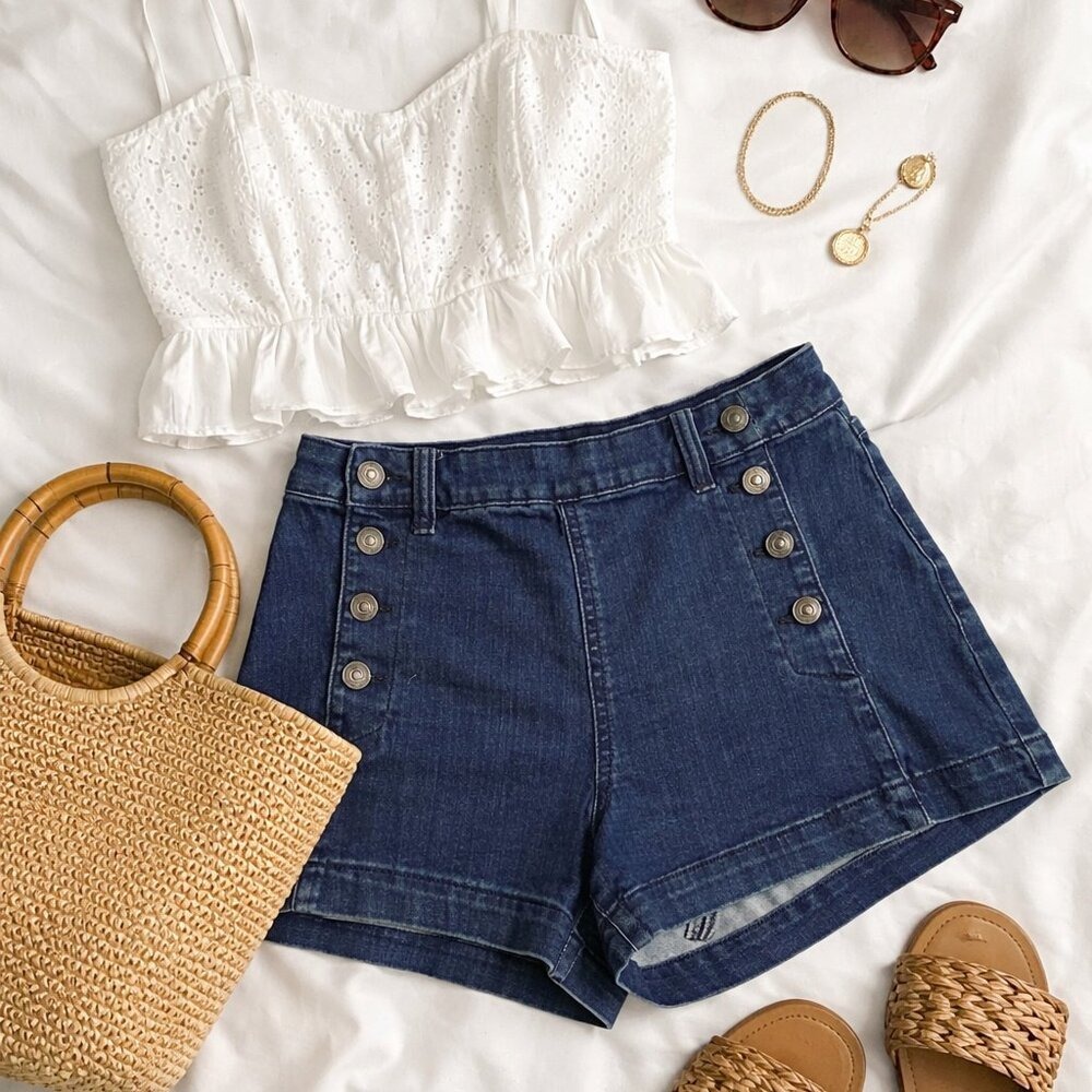 Happily Grey Denim Shorts Dark Wash Size‎ 7/28